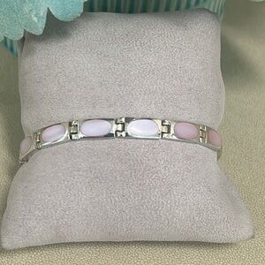 Elegant Silver and Pink Bracelet